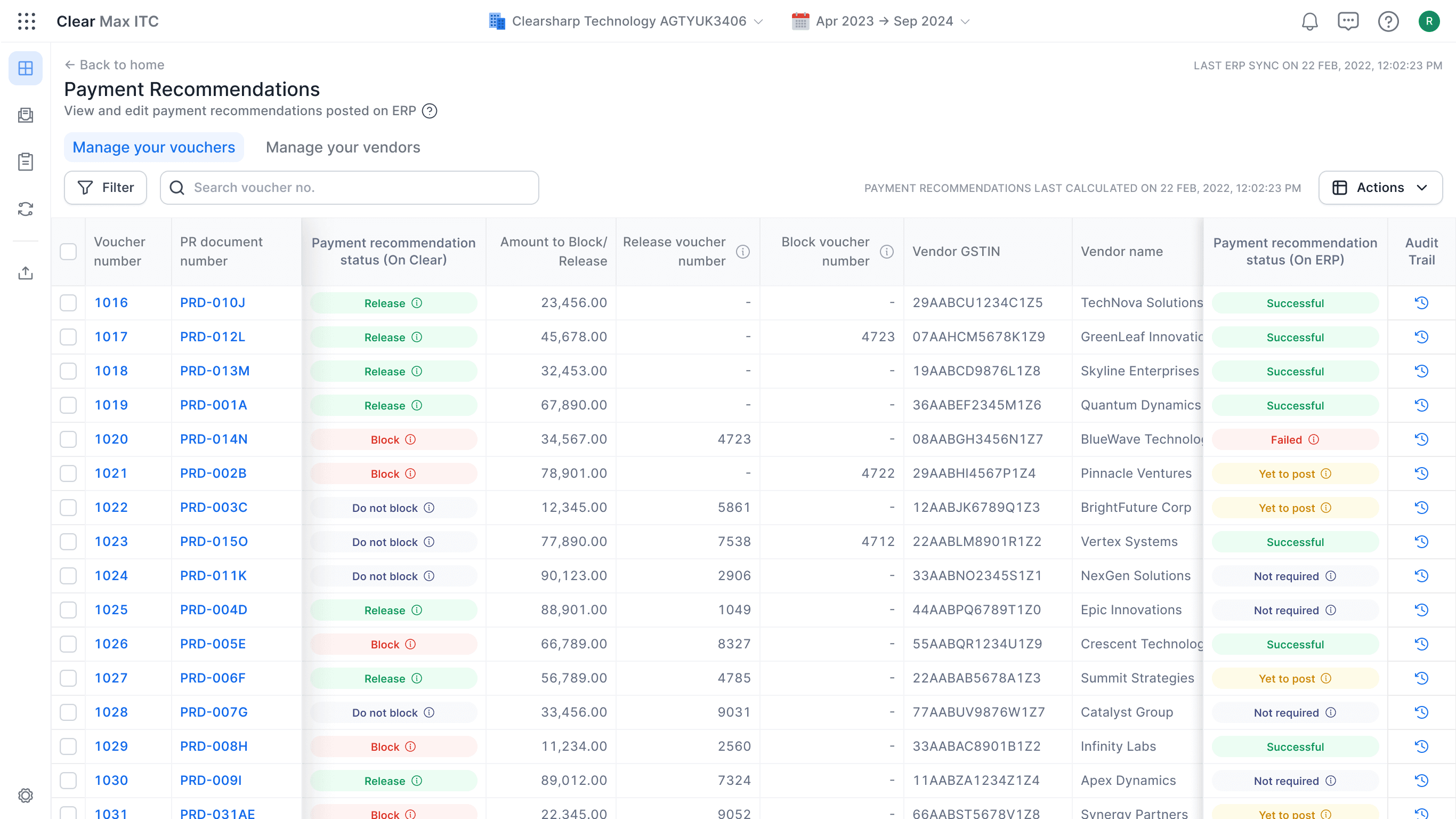Payment Recommendations